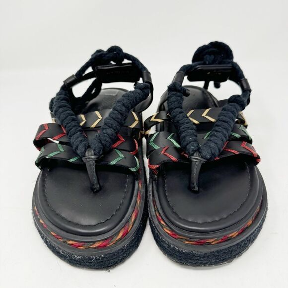 FARM RIO | Black Rope Strappy Flatform Sandals Made in Brazil Women’s Size US 8 - Picture 2 of 13